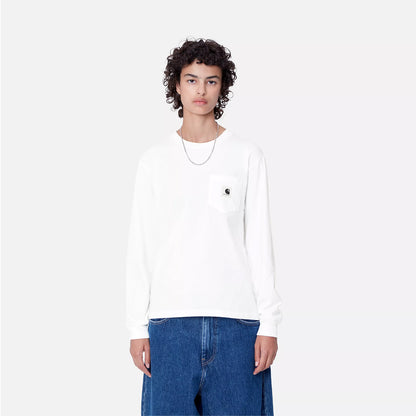 Carhartt WIP Womens L/S Pocket T-Shirt White - The Sporting Lodge