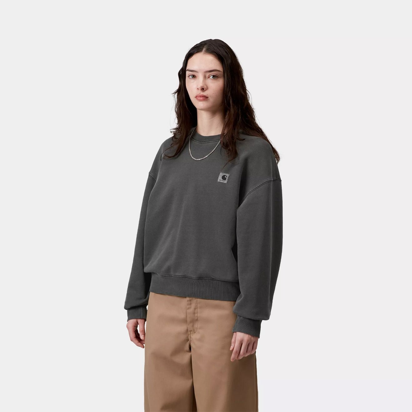 Carhartt WIP Womens Nelson Sweatshirt Black Garment Dyed - The Sporting Lodge