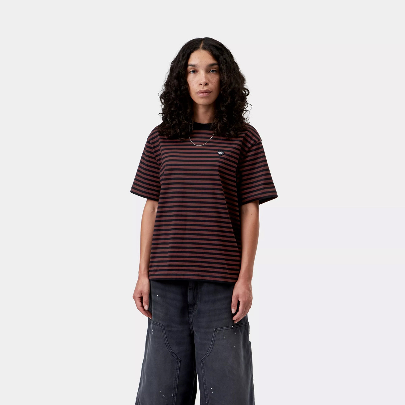 Carhartt WIP Womens S/S Essy T-Shirt Essy Stripe Black / Amarone