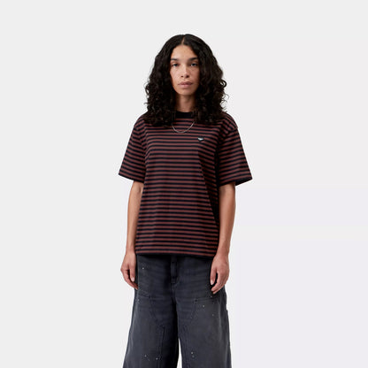 Carhartt WIP Womens S/S Essy T-Shirt Essy Stripe Black / Amarone
