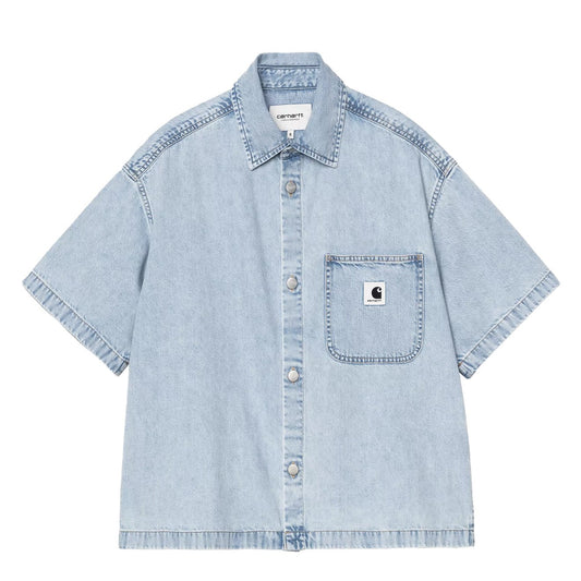 Carhartt WIP Womens S/S Lovilia Shirt Blue Stone Bleached - The Sporting Lodge