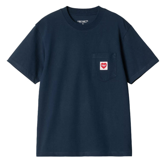 Carhartt WIP Womens S/S Pocket Heart T-Shirt Ink / Red - The Sporting Lodge