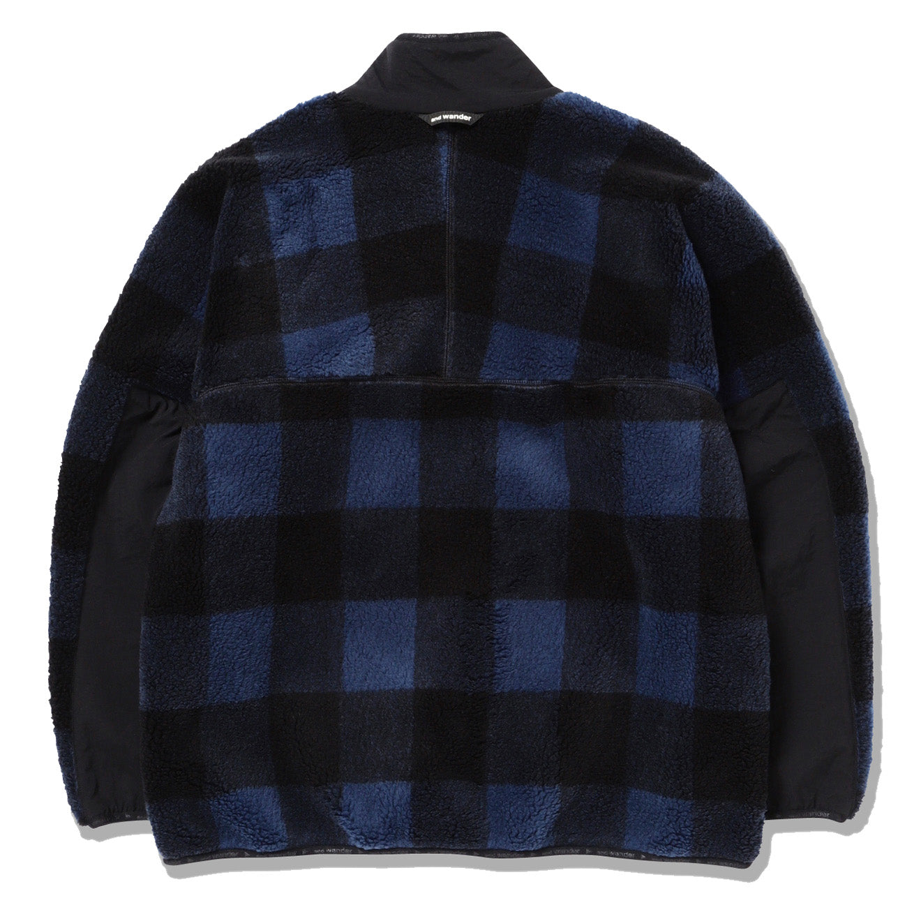 And Wander Check Boa Jacket Blue - The Sporting Lodge