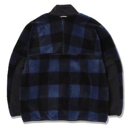 And Wander Check Boa Jacket Blue - The Sporting Lodge