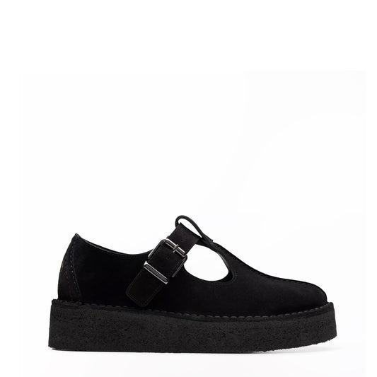 Clarks Originals Womens The Trek Wedge T-Bar Black Suede