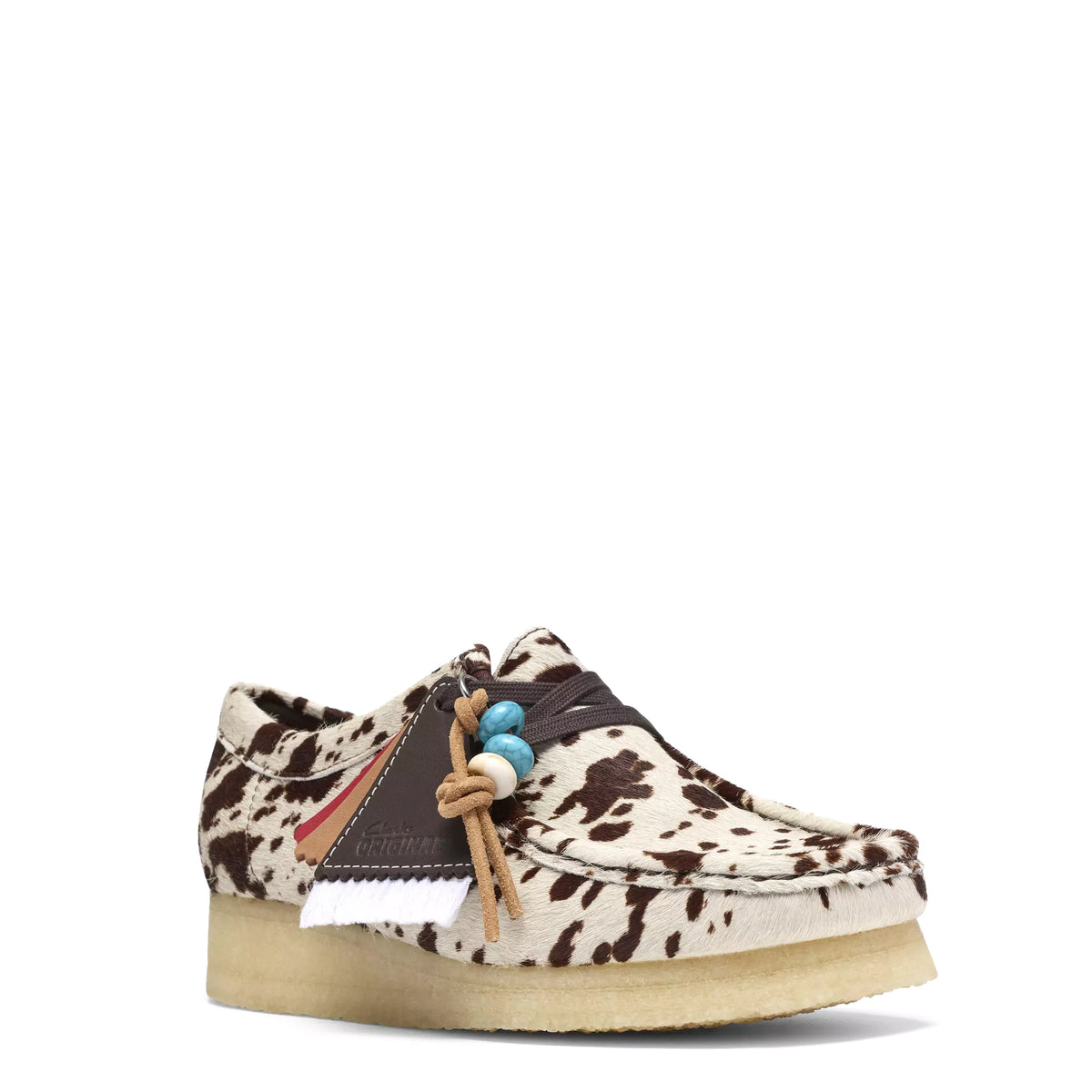 Clarks Originals Womens Wallabee Shoe Brown Cow Print