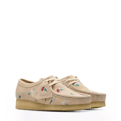 Clarks Originals Womens Wallabee Taupe Embroidery - The Sporting Lodge