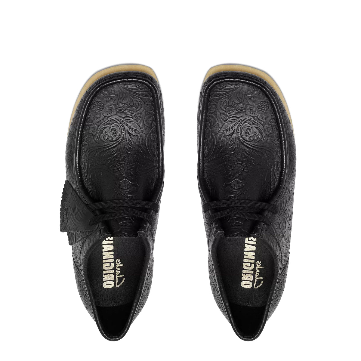 Clarks Wallabee Shoe Black Embossed