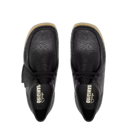 Clarks Wallabee Shoe Black Embossed