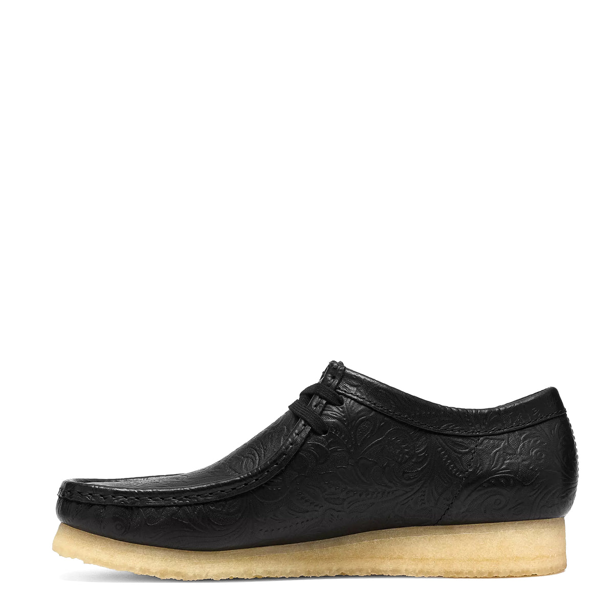 Clarks Wallabee Shoe Black Embossed
