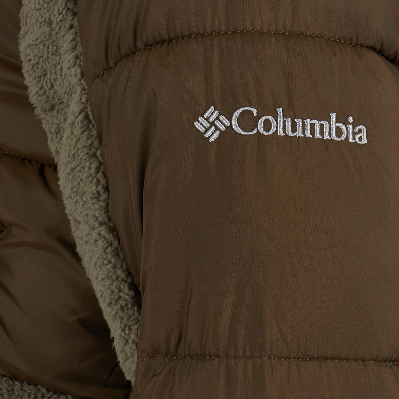 Columbia Womens Leadbetter Point Sherpa Hybrid Puffer Jacket Olive Green Stone Green The Sporting Lodge