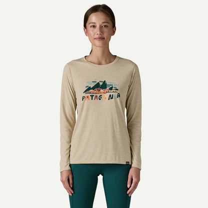 Patagonia Womens L/S Capilene Cool Daily Graphic Shirt Fitz Roy Foliage Current Blue X-Dye