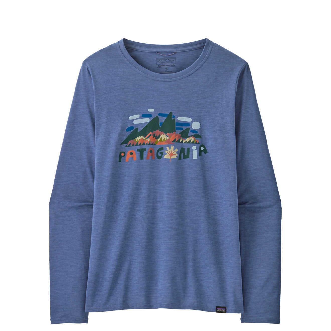 Patagonia Womens L/S Capilene Cool Daily Graphic Shirt Fitz Roy Foliage Current Blue X-Dye