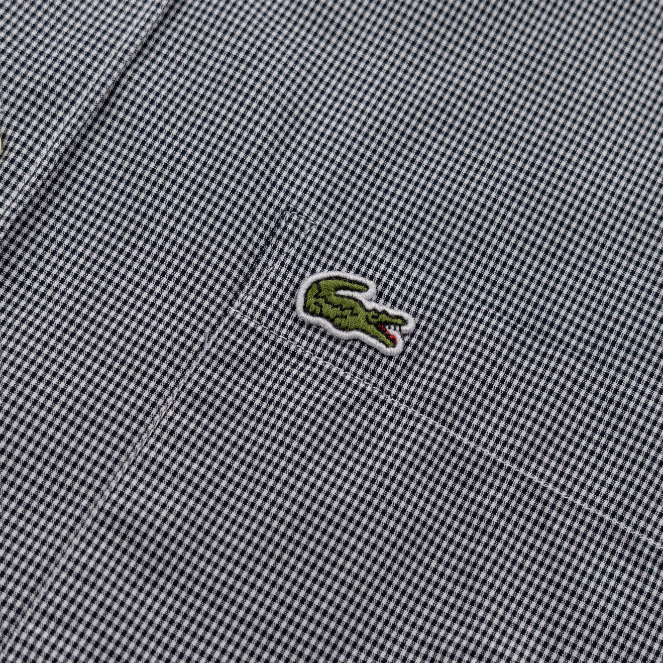 Lacoste Regular Fit Gingham Poplin Shirt White / Navy Blue