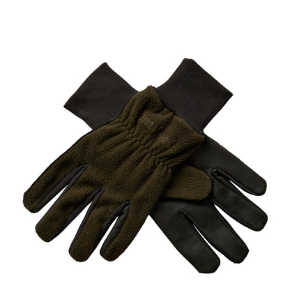 Deerhunter Fleece Gloves Leather Art Green