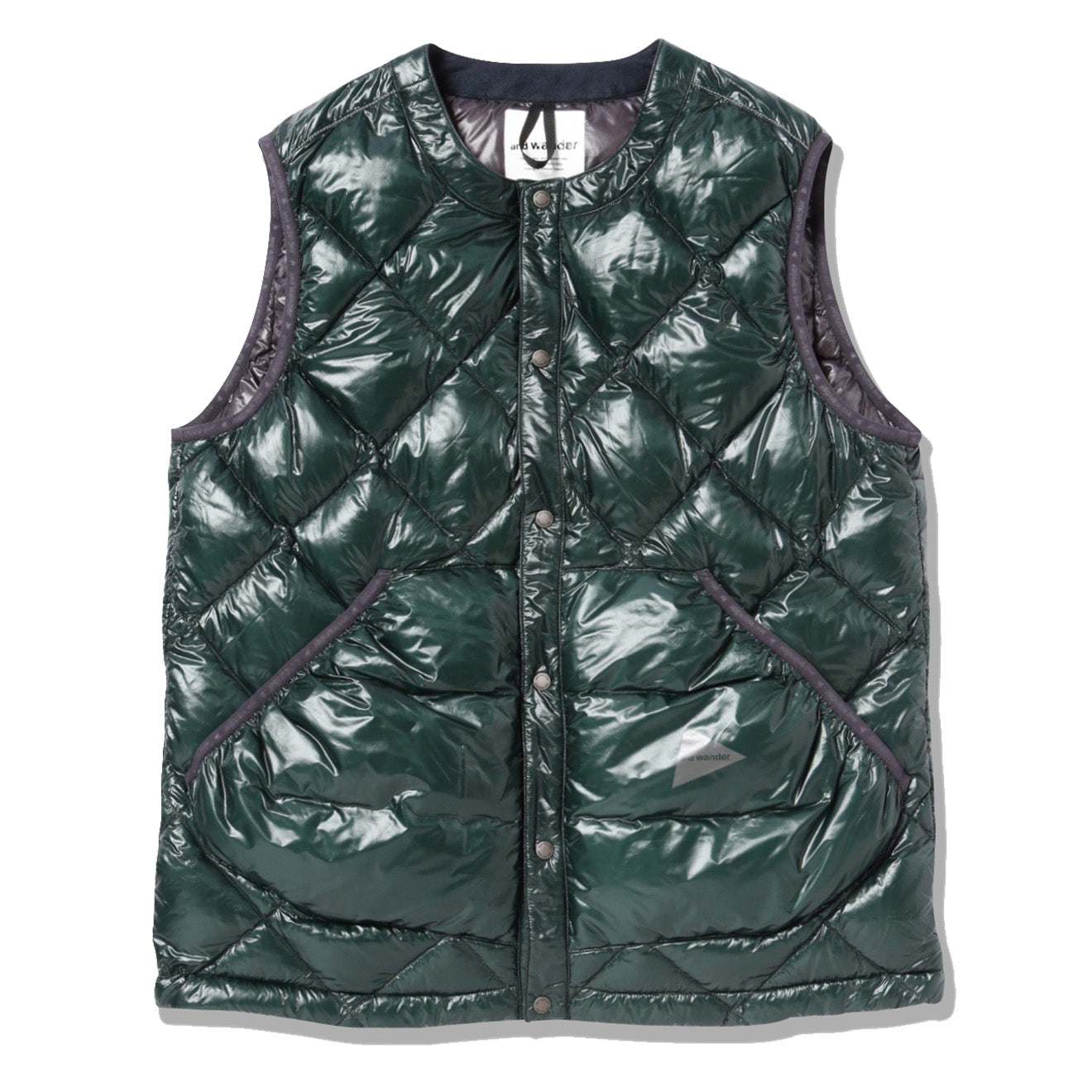 And Wander Diamond Stitch Down Vest Green | The Sporting Lodge