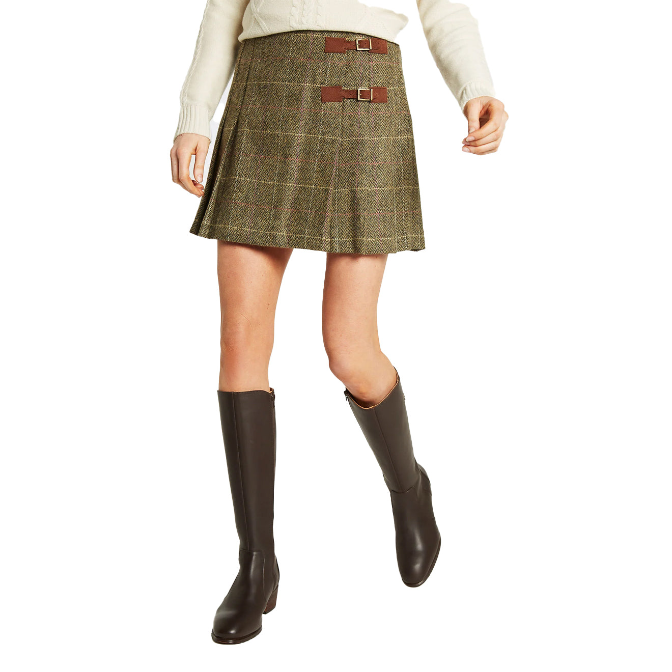 Dubarry Womens Blossom Pleated Tweed Skirt Thistle - The Sporting Lodge