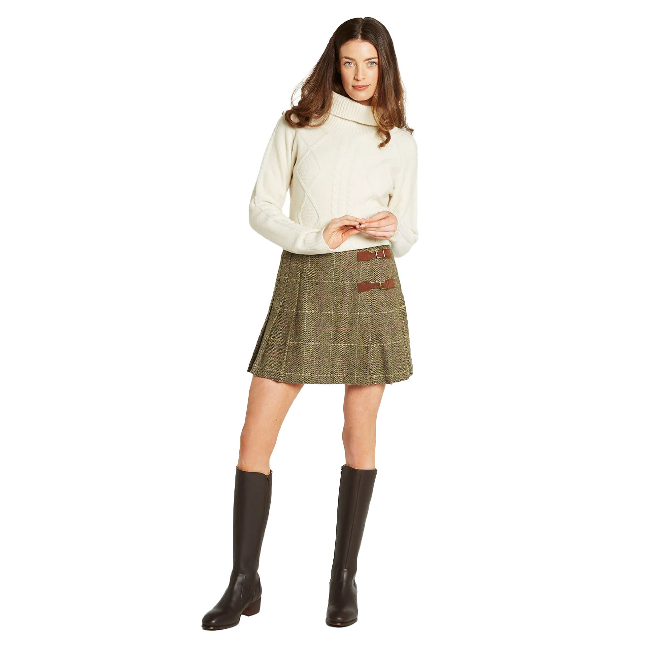 Dubarry Womens Blossom Pleated Tweed Skirt Thistle - The Sporting Lodge