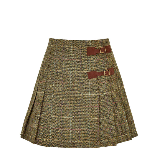 Dubarry Womens Blossom Pleated Tweed Skirt Thistle