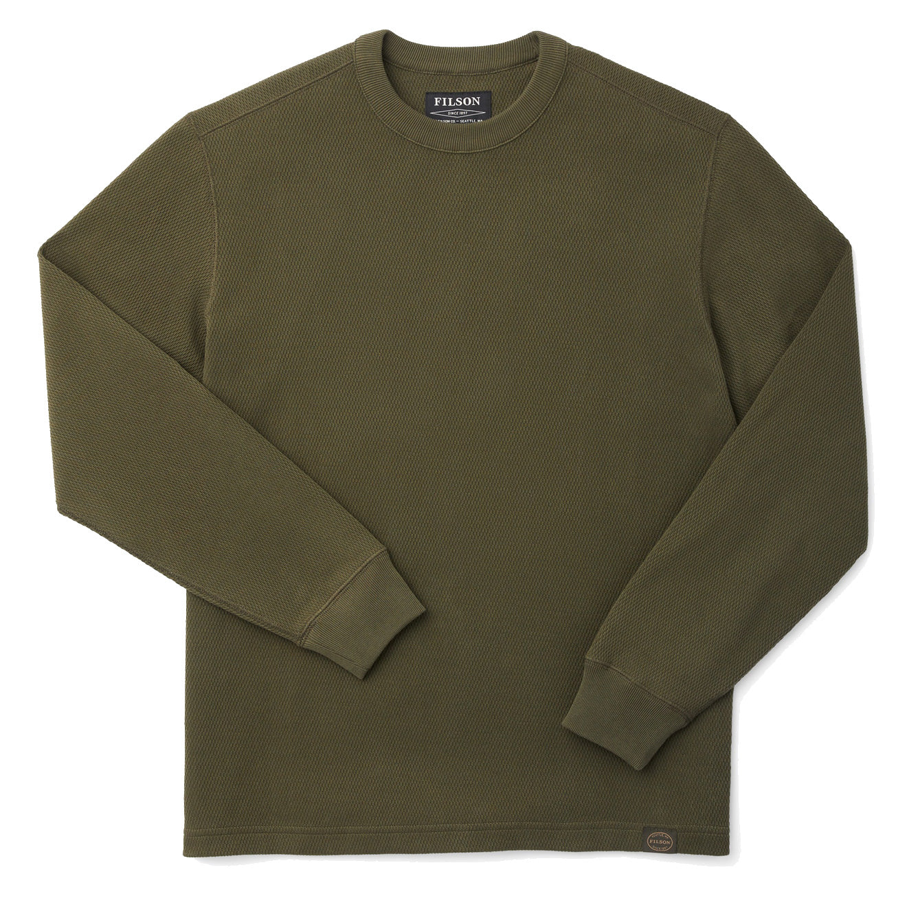 Filson Waffle Knit Thermal Crew Neck L/S Top Mossy Rock - The Sporting Lodge