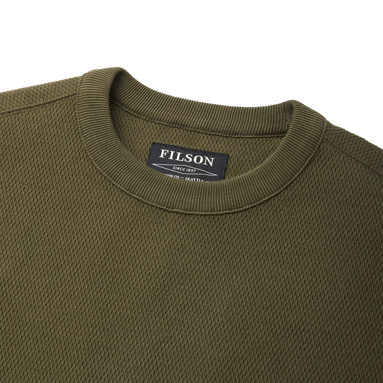 Filson Waffle Knit Thermal Crew Neck L/S Top Mossy Rock - The Sporting Lodge