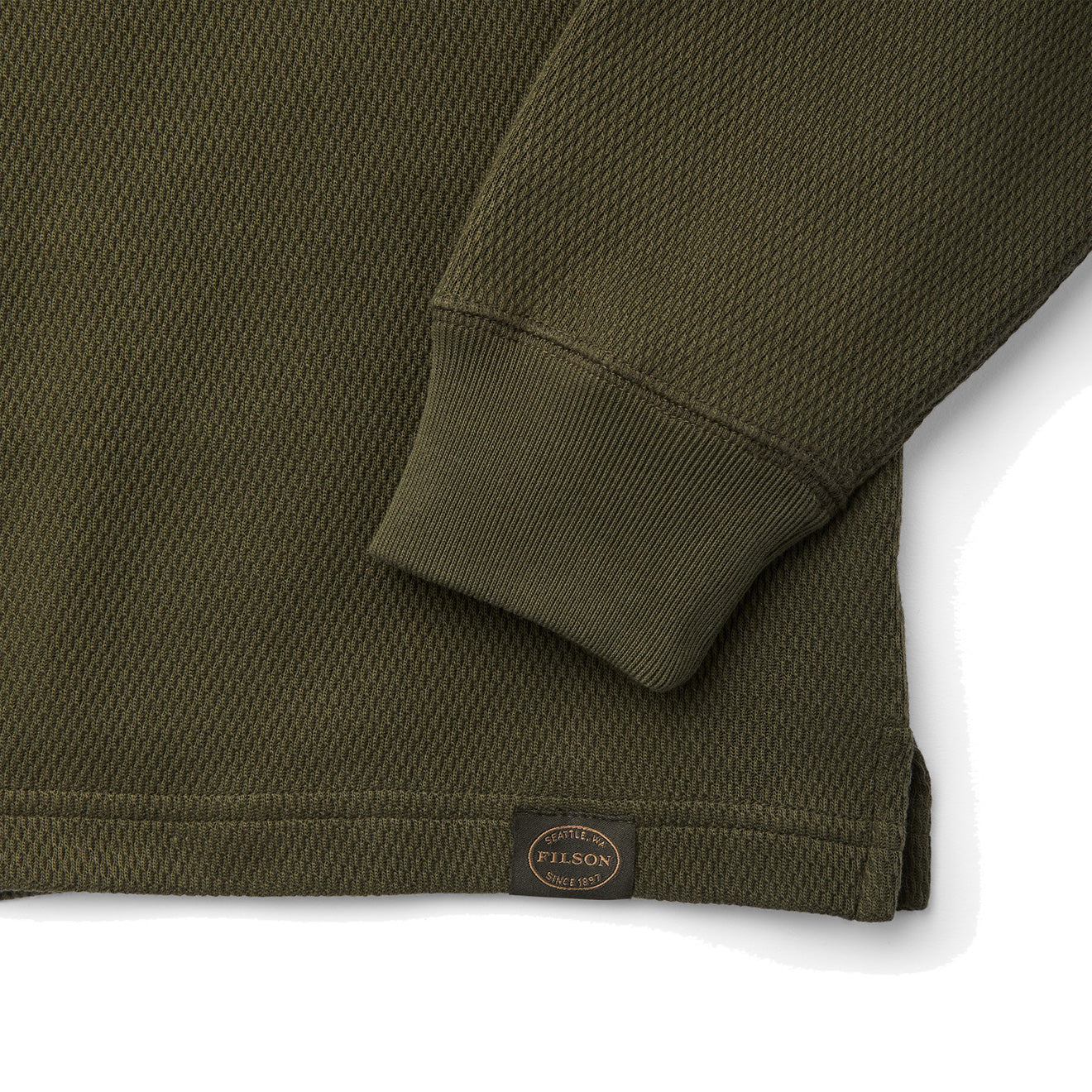 Filson Waffle Knit Thermal Crew Neck L/S Top Mossy Rock - The Sporting Lodge