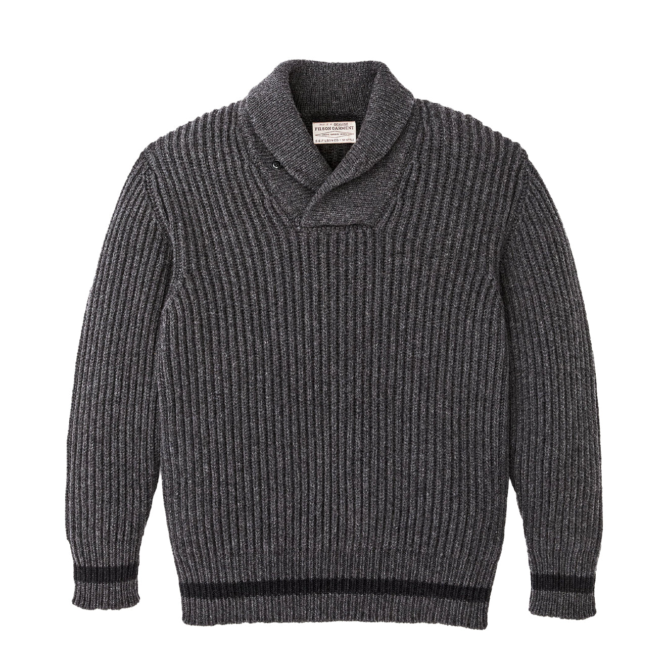 Filson Bristol Shawl Neck Sweater Gray Heather / Dark Charcoal