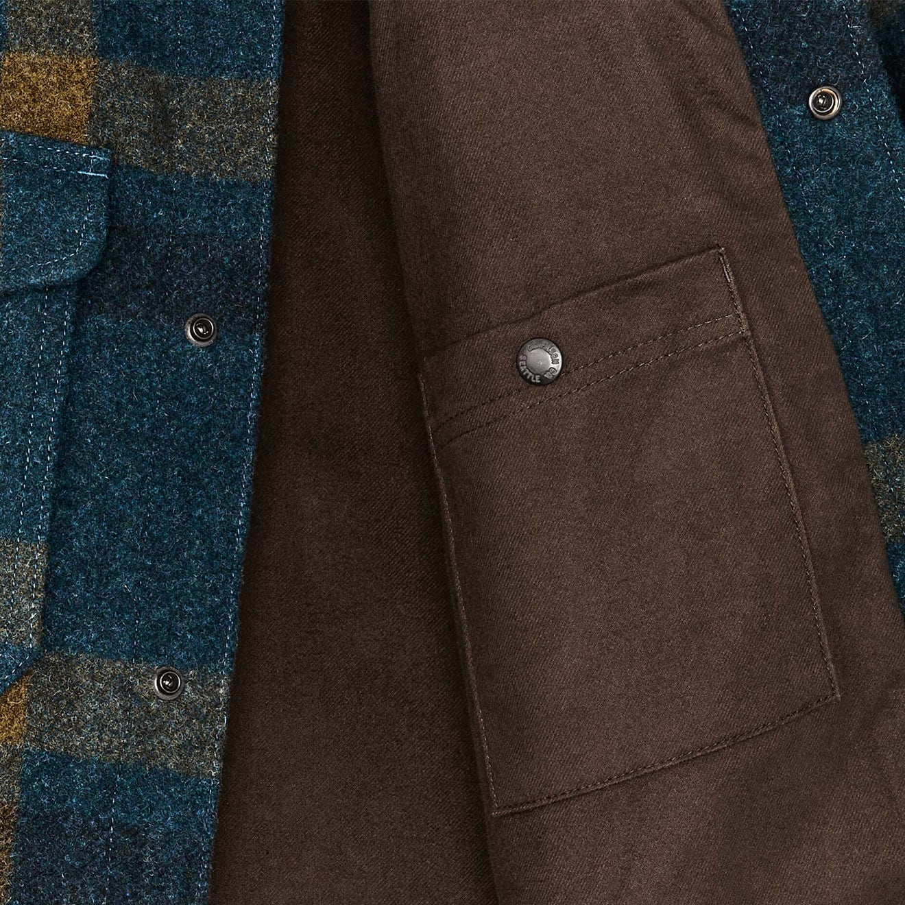 Filson Lined Mackinaw Jac-Shirt Teal / Ochre Plaid - The Sporting Lodge