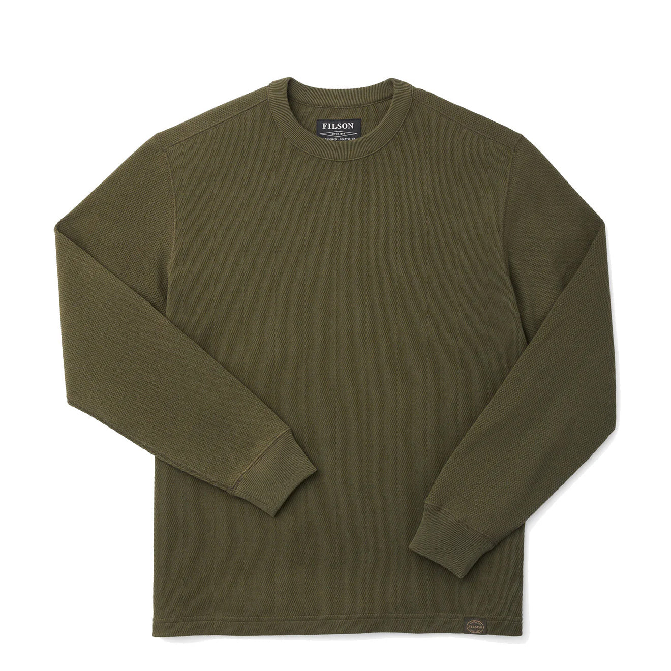 Filson Waffle Knit Thermal Crew Neck L/S Top Mossy Rock - The Sporting Lodge