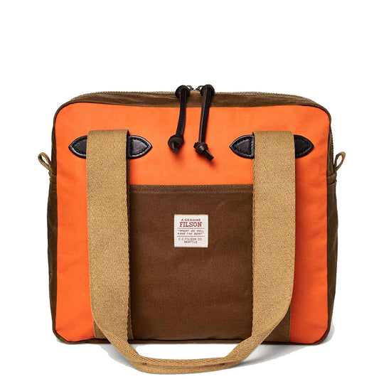 Filson Tin Cloth Tote Bag With Zipper Dark Tan / Flame - The Sporting Lodge
