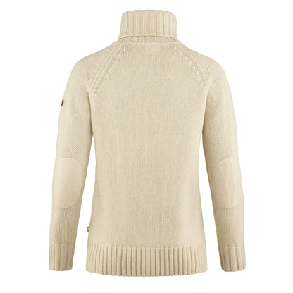 Fjallraven Womens Ovik Cable Knit Roller Neck Chalk White-2