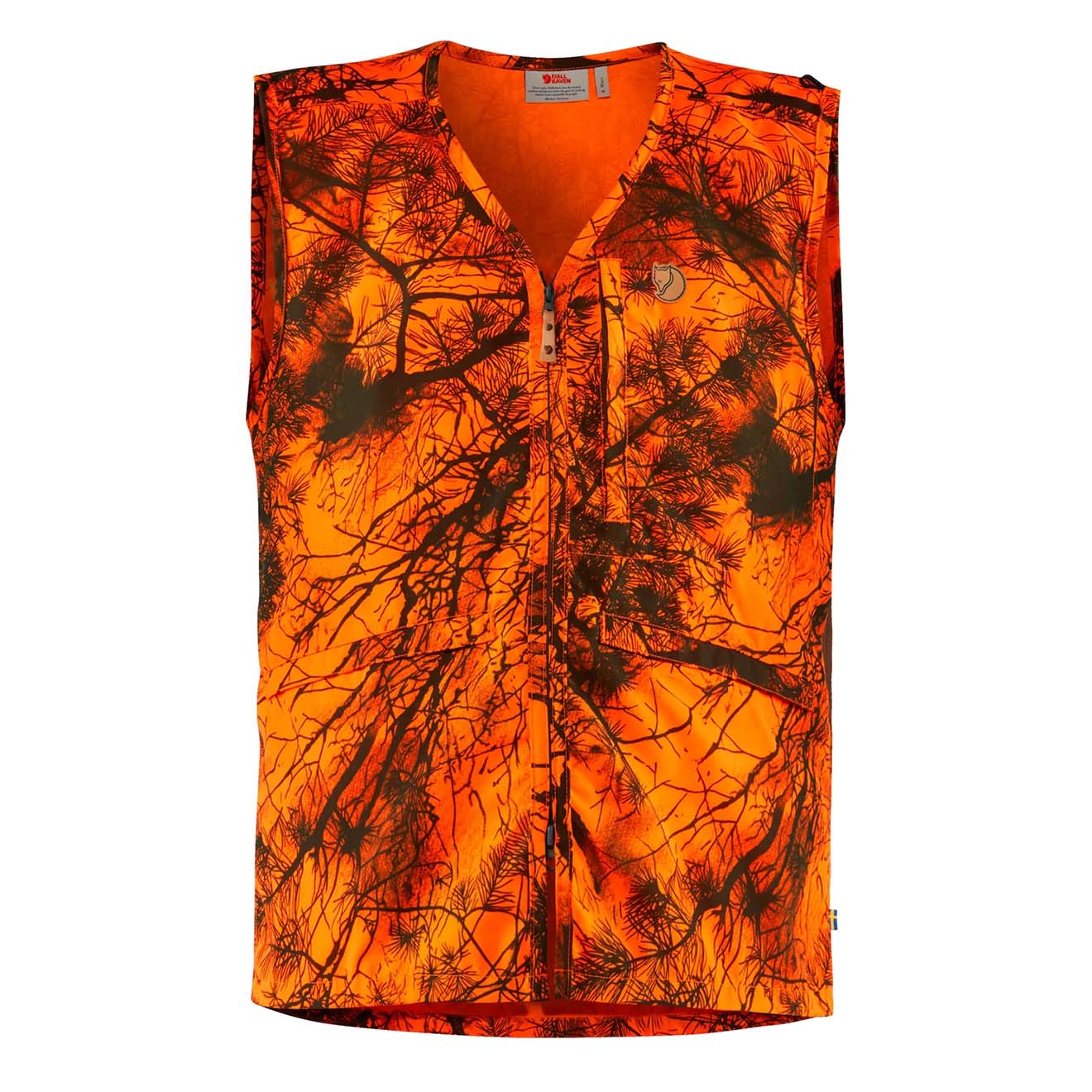 Fjallraven Varmland Vest Orange Camo | The Sporting Lodge