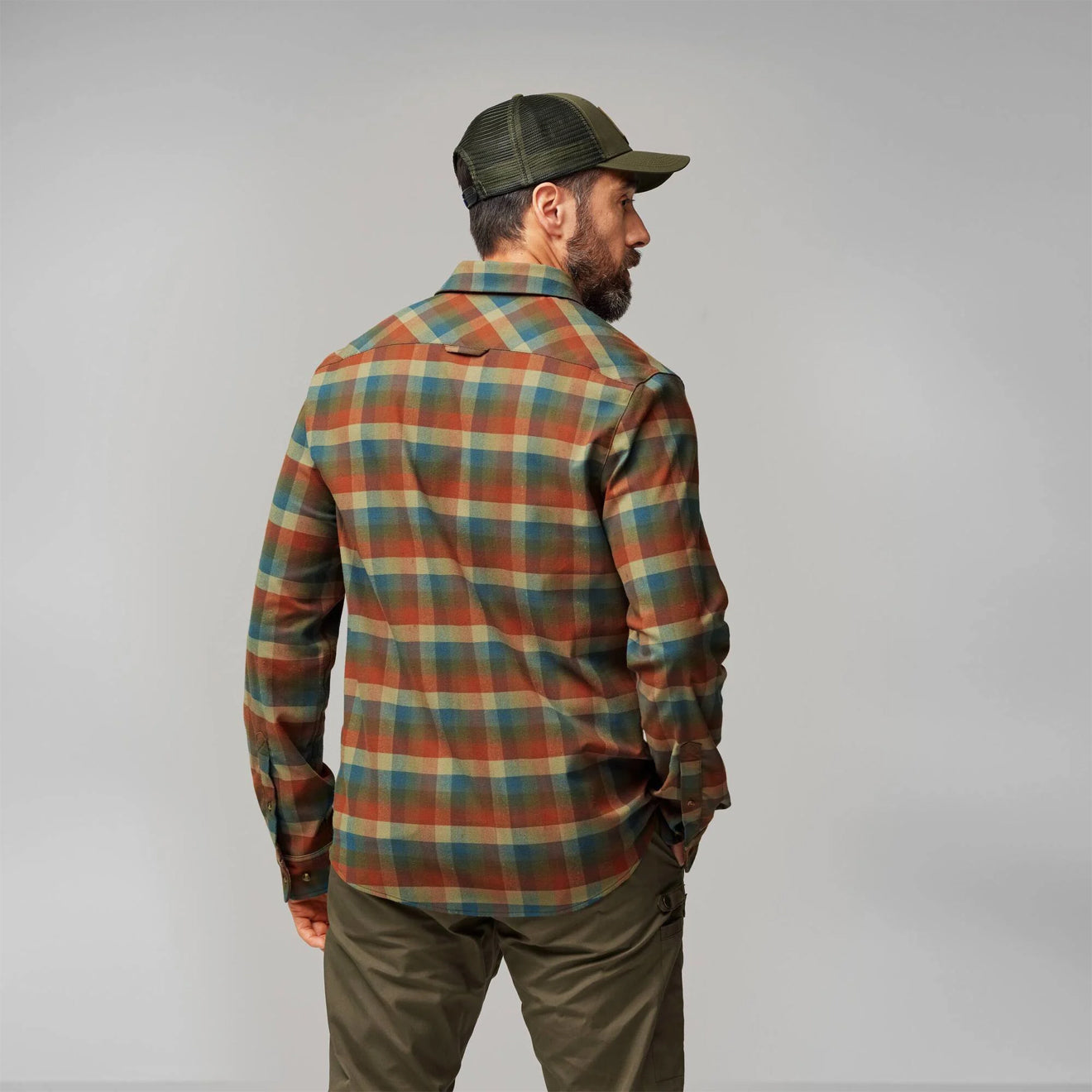 Fjallraven Lappland Stretch Flannel Shirt Laurel Green-Autumn Leaf
