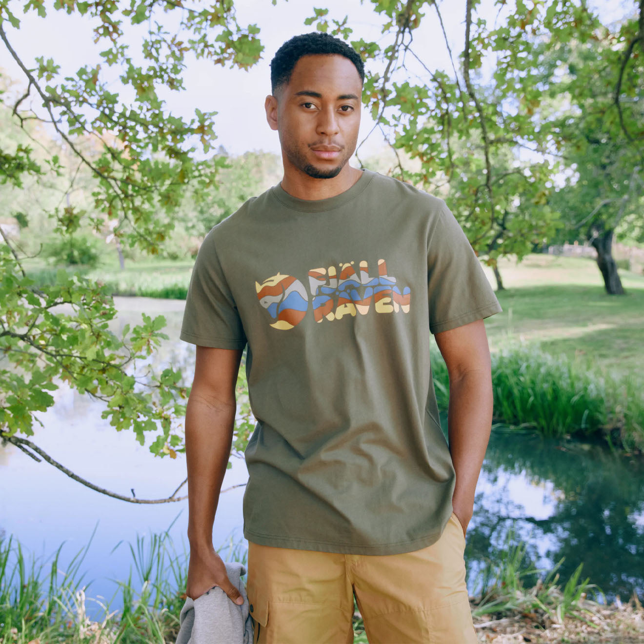 Fjallraven Multicolor Logo T-shirt Laurel Green - The Sporting Lodge