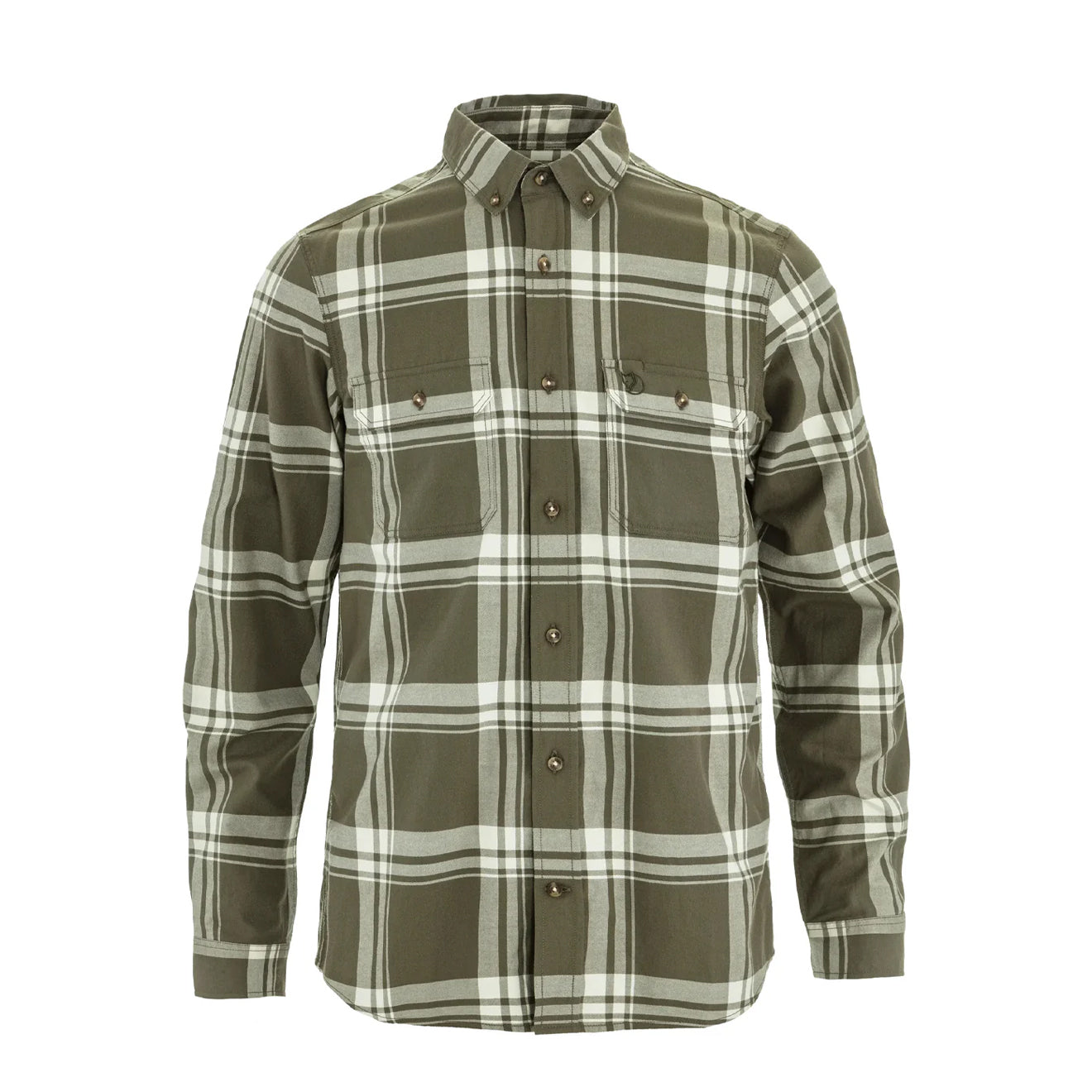 Fjallraven Ovik Lite Flannel Shirt Laurel Green / Chalk White - The Sporting Lodge