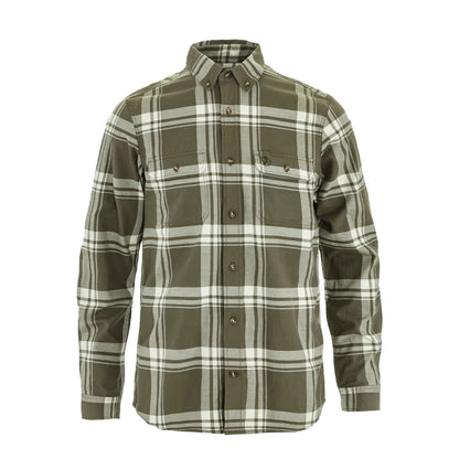 Fjallraven Ovik Lite Flannel Shirt Laurel Green / Chalk White - The Sporting Lodge