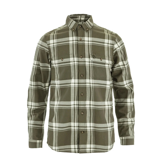 Fjallraven Ovik Lite Flannel Shirt Laurel Green / Chalk White - The Sporting Lodge