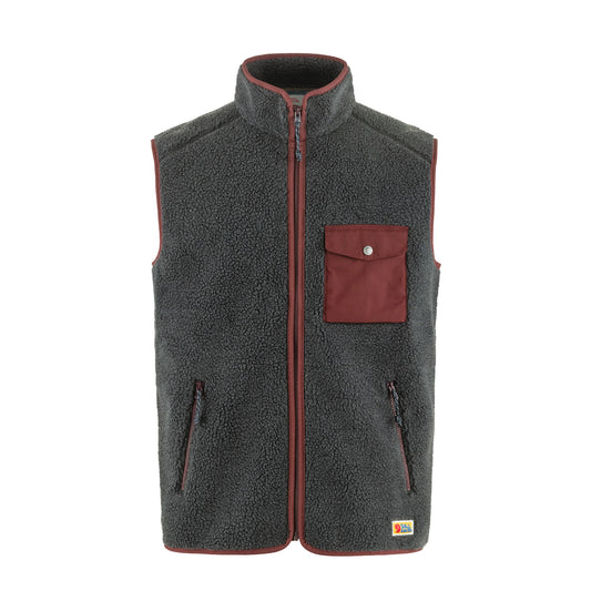 Fjallraven Vardag Pile Fleece Vest Dark Grey / Maroon