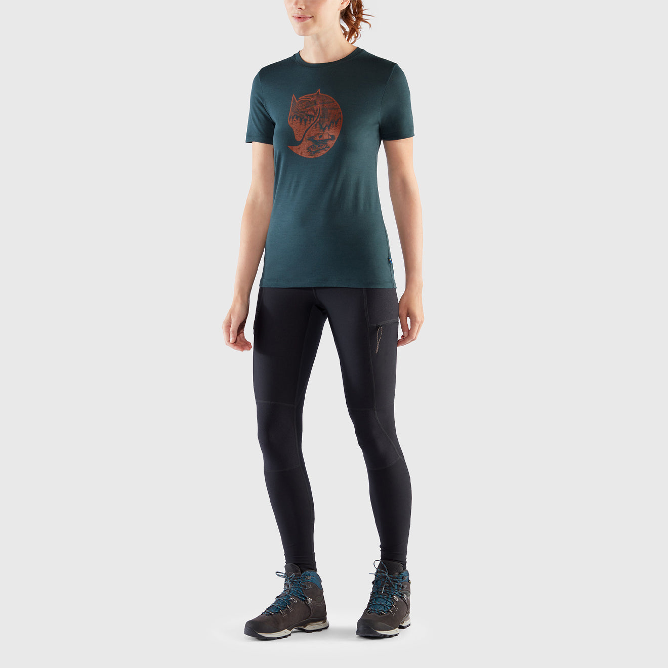 Fjallraven Womens Abisko Wool Fox T-shirt Lavender Mist / Dark Navy - The Sporting Lodge