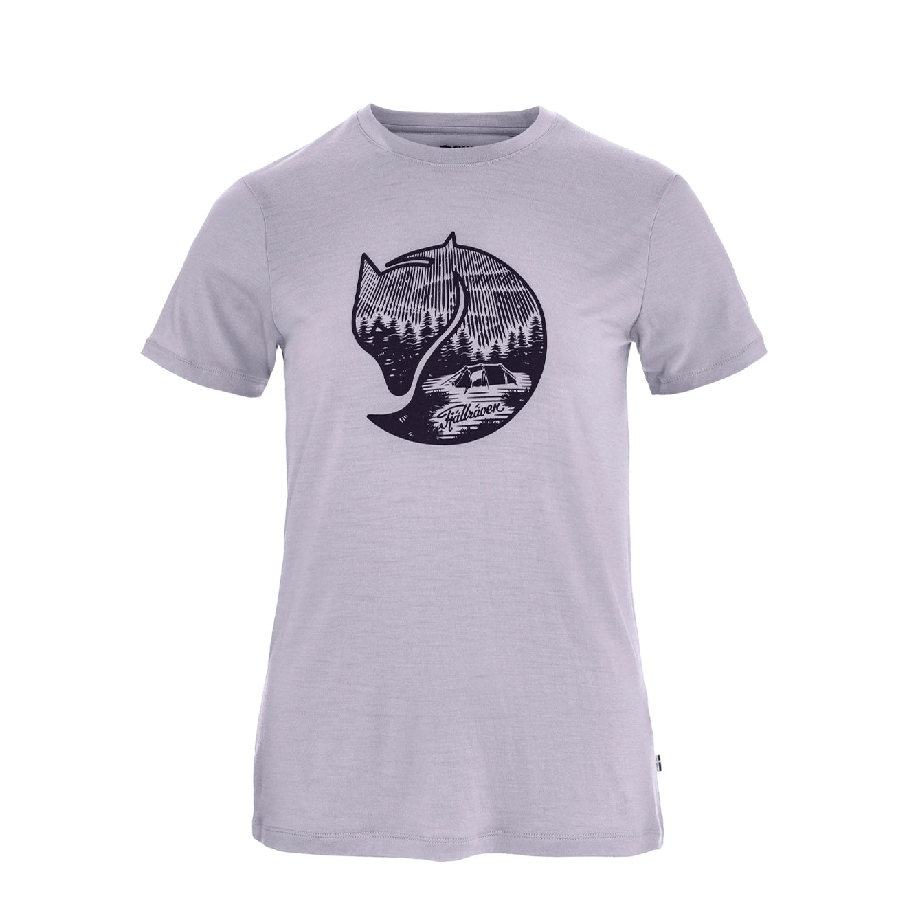 Fjallraven Womens Abisko Wool Fox T-shirt Lavender Mist / Dark Navy - The Sporting Lodge