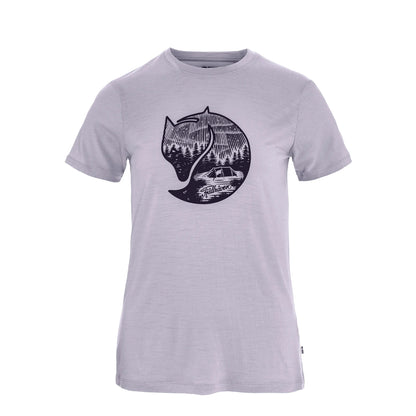 Fjallraven Womens Abisko Wool Fox T-shirt Lavender Mist / Dark Navy - The Sporting Lodge