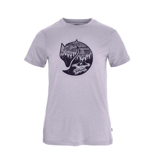 Fjallraven Womens Abisko Wool Fox T-shirt Lavender Mist / Dark Navy - The Sporting Lodge