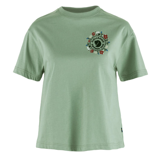 Fjallraven Womens Fjallblomster Logo T-shirt Misty Green - The Sporting Lodge