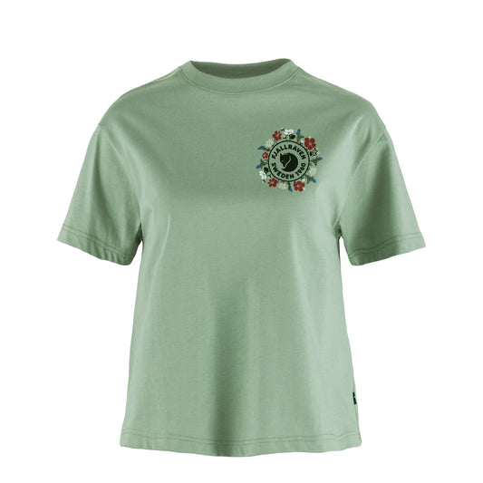 Fjallraven Womens Fjallblomster Logo T-shirt Misty Green