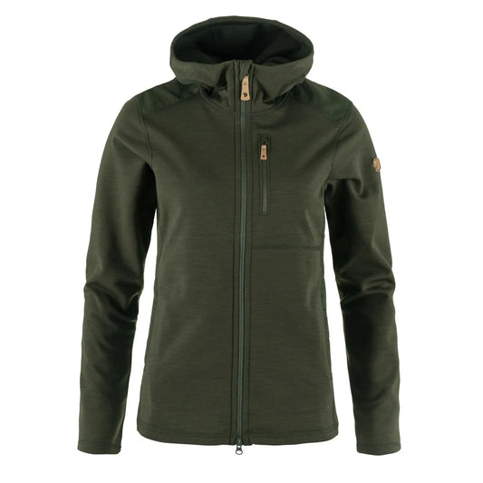 Fjallraven Womens Keb Fleece Hoodie Deep Forest - The Sporting Lodge