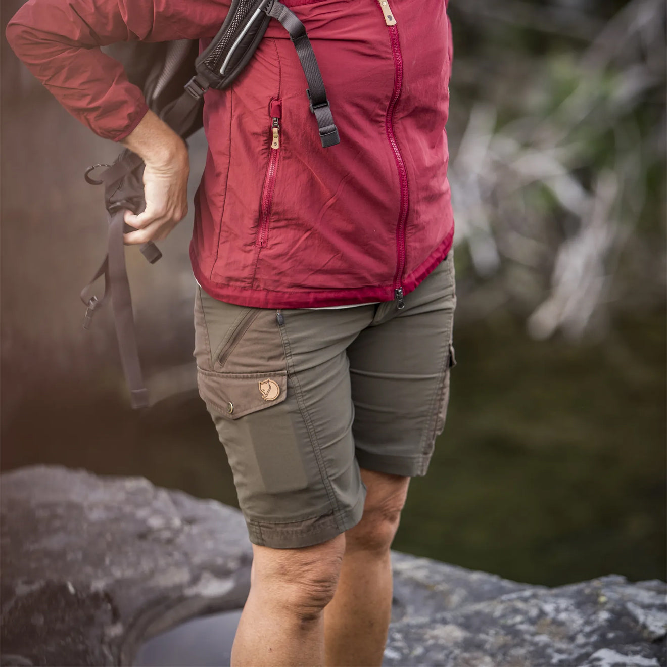 Fjallraven Womens Nikka Curved Shorts Suede Brown