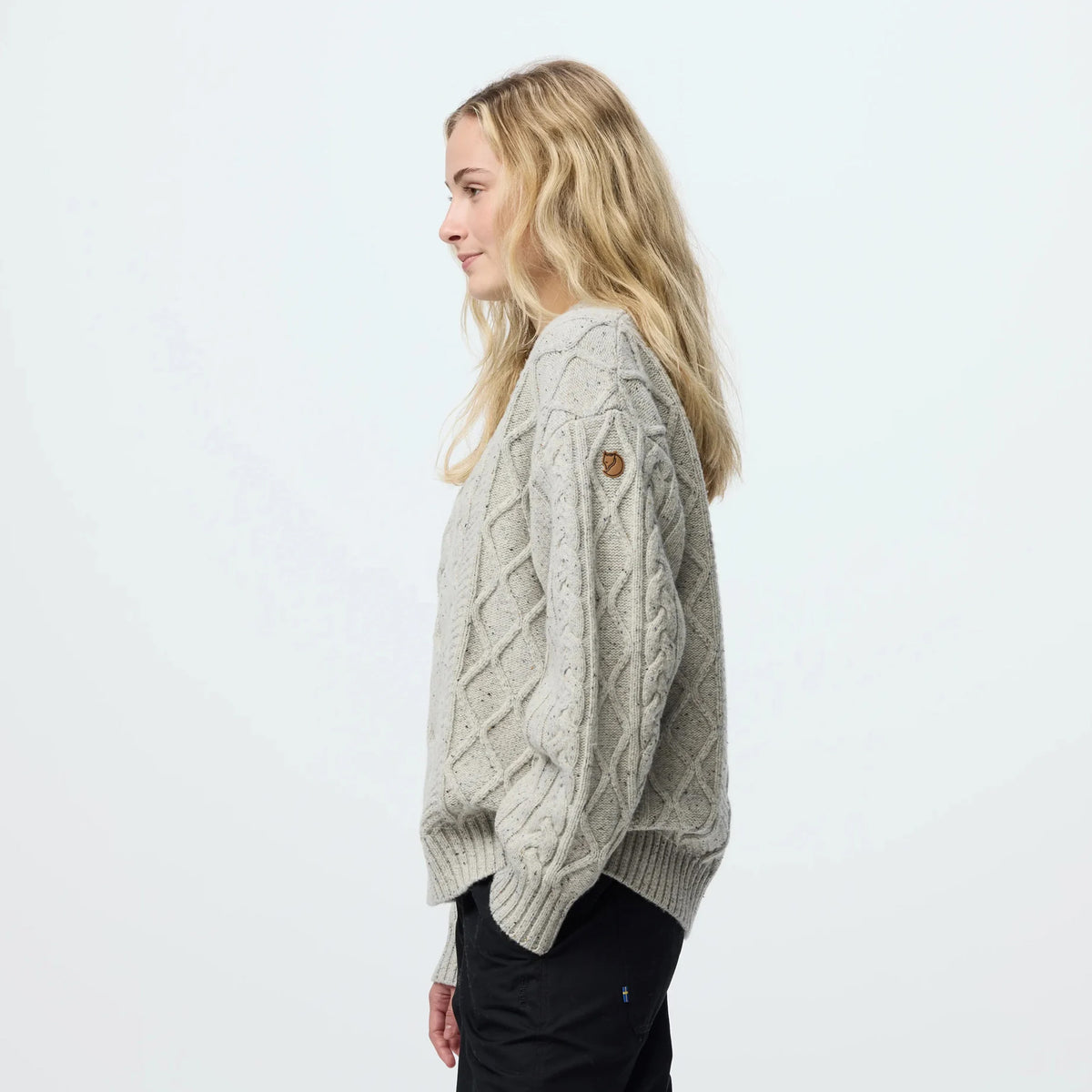 Fjallraven Womens Ovik Cable Knit Chalk White