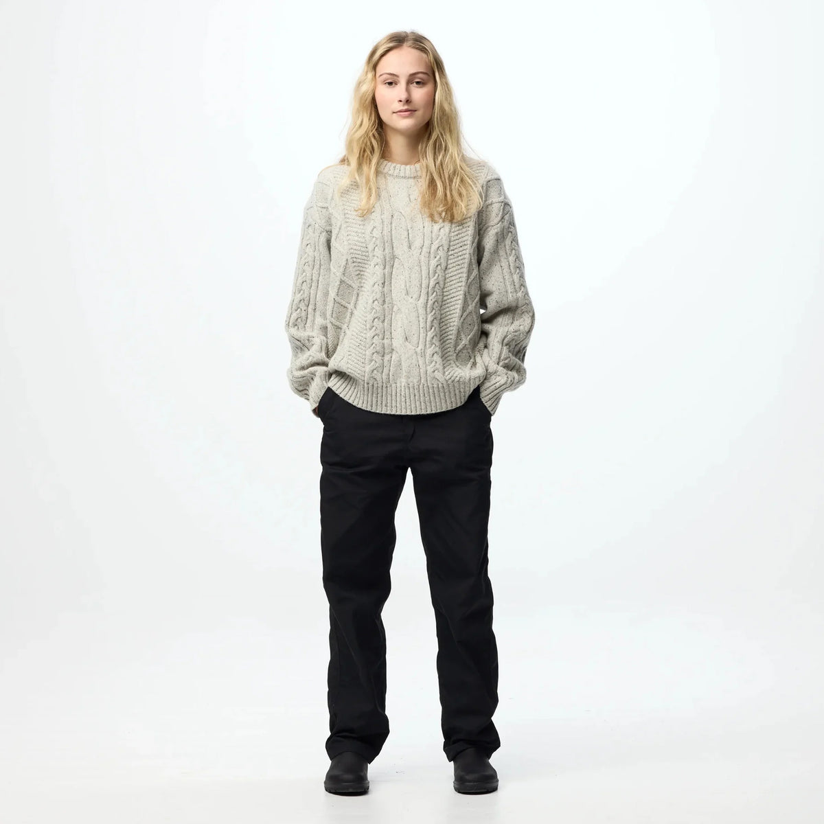 Fjallraven Womens Ovik Cable Knit Fog