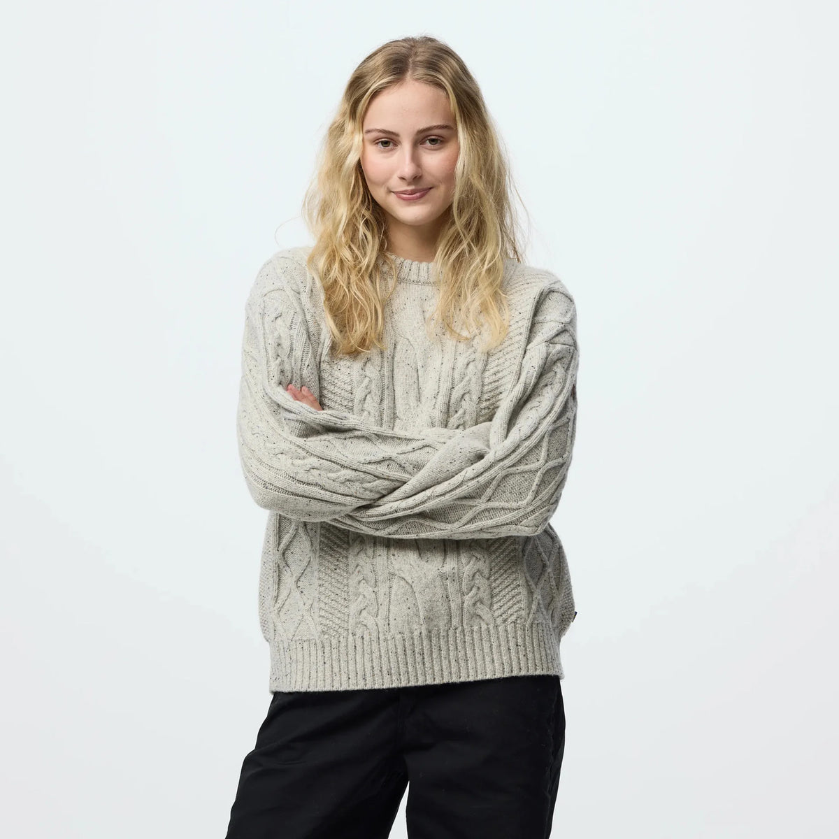 Fjallraven Womens Ovik Cable Knit Fog