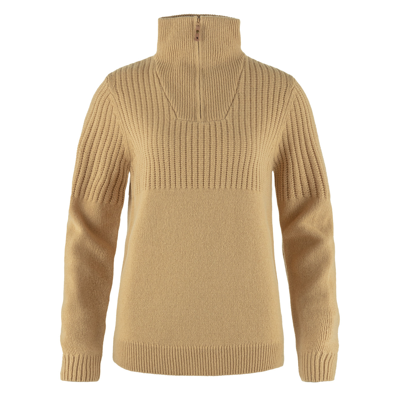 Fjallraven Womens Ovik Half Zip Knit Dune Beige - The Sporting Lodge
